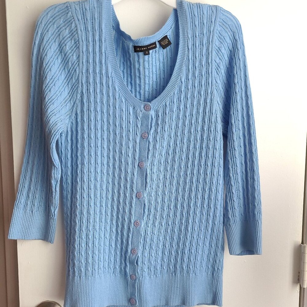 Jeanne Pierre 3/4 Sleeve Cable Knit Sweater - Small
